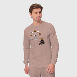 Костюм хлопковый мужской Stay spooky, цвет: пыльно-розовый — фото 2