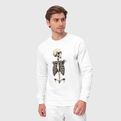 Костюм хлопковый мужской Улыбающийся скелет, цвет: белый — фото 2