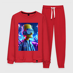 Костюм хлопковый мужской Cyber Bart - ai art - neon, цвет: красный