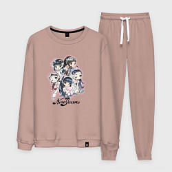 Костюм хлопковый мужской NewJeans album Get Up chibi style, цвет: пыльно-розовый