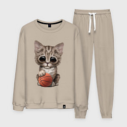 Костюм хлопковый мужской Котик баскетболист, цвет: миндальный