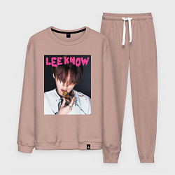 Костюм хлопковый мужской Lee Know Rock Star Stray Kids, цвет: пыльно-розовый