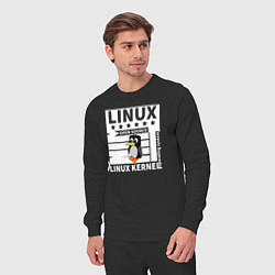 Костюм хлопковый мужской Пингвин программист системы линукс, цвет: черный — фото 2