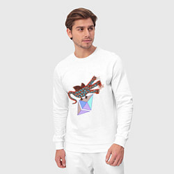 Костюм хлопковый мужской Дракон с монетой Эфириума, цвет: белый — фото 2