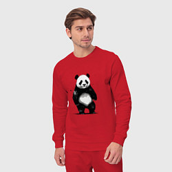 Костюм хлопковый мужской Панда стоит, цвет: красный — фото 2