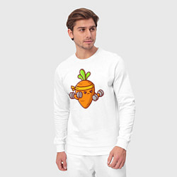 Костюм хлопковый мужской Морковь на спорте, цвет: белый — фото 2