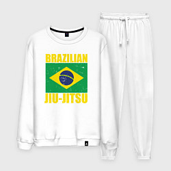 Костюм хлопковый мужской Brazilian jiu-jitsu, цвет: белый