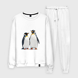 Костюм хлопковый мужской Друзья-пингвины, цвет: белый