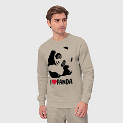 Костюм хлопковый мужской I love panda, цвет: миндальный — фото 2