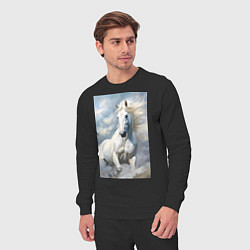 Костюм хлопковый мужской Белая лошадь на фоне неба, цвет: черный — фото 2