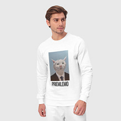 Костюм хлопковый мужской Приемлемо - кот мем в живописи, цвет: белый — фото 2