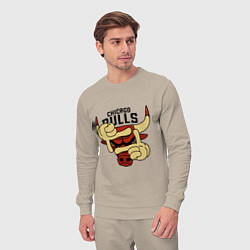 Костюм хлопковый мужской Bulls logo with hands, цвет: миндальный — фото 2