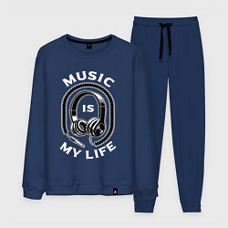 Костюм хлопковый мужской Музыка is my life, цвет: тёмно-синий