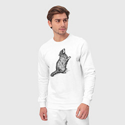 Костюм хлопковый мужской Попрошайка енот, цвет: белый — фото 2