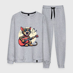 Мужской костюм Забавный полосатый кот играет на гитаре