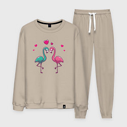 Костюм хлопковый мужской Flamingo love, цвет: миндальный