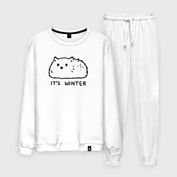 Костюм хлопковый мужской Cat its winter, цвет: белый