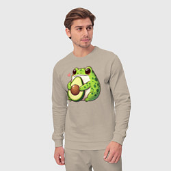 Костюм хлопковый мужской Лягушка обнимает авокадо, цвет: миндальный — фото 2
