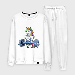 Костюм хлопковый мужской Тяж единорог, цвет: белый