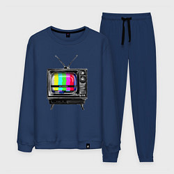 Костюм хлопковый мужской Старый телевизор no signal, цвет: тёмно-синий