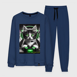 Костюм хлопковый мужской Котёнок командный геймер - киберспорт, цвет: тёмно-синий