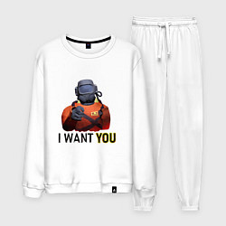 Костюм хлопковый мужской Lethal Company: I want you, цвет: белый