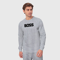 Костюм хлопковый мужской Boss по английски, цвет: меланж — фото 2