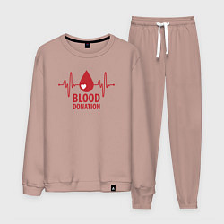 Костюм хлопковый мужской Донорство крови, цвет: пыльно-розовый