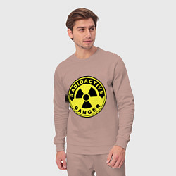 Костюм хлопковый мужской Danger radiation sign, цвет: пыльно-розовый — фото 2