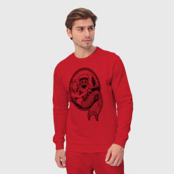 Костюм хлопковый мужской Скелет и русалка, цвет: красный — фото 2