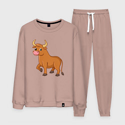 Костюм хлопковый мужской Милый бычок, цвет: пыльно-розовый