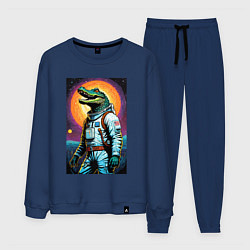 Костюм хлопковый мужской Крокодил космонавт - нейросеть, цвет: тёмно-синий