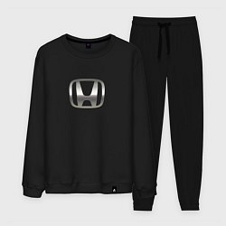 Костюм хлопковый мужской Honda logo auto grey, цвет: черный