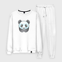 Костюм хлопковый мужской Маленькая забавная панда, цвет: белый