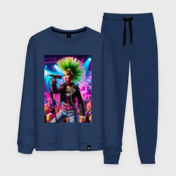 Костюм хлопковый мужской Барби панк певица - нейросеть, цвет: тёмно-синий
