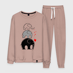 Костюм хлопковый мужской Милые слоники, цвет: пыльно-розовый