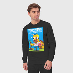 Костюм хлопковый мужской Homer Simpson and Minecraft - collaboration ai art, цвет: черный — фото 2