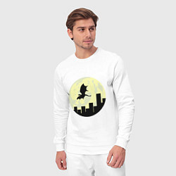 Костюм хлопковый мужской Дракон, летящий над городом, цвет: белый — фото 2