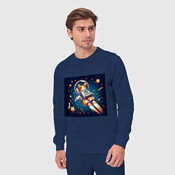 Костюм хлопковый мужской Реактивный корги в космосе, цвет: тёмно-синий — фото 2