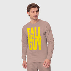 Костюм хлопковый мужской The fall guy logo, цвет: пыльно-розовый — фото 2