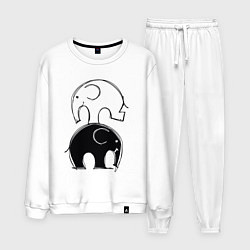 Костюм хлопковый мужской Cute elephants, цвет: белый