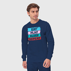 Костюм хлопковый мужской Eat play sleep repeat, цвет: тёмно-синий — фото 2