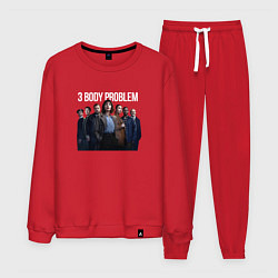Костюм хлопковый мужской Задача трёх тел - физики, цвет: красный