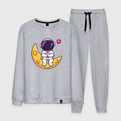 Костюм хлопковый мужской Луна и астронавт, цвет: меланж