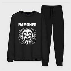 Костюм хлопковый мужской Ramones rock panda, цвет: черный