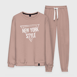 Костюм хлопковый мужской Нью-Йоркский стиль, цвет: пыльно-розовый