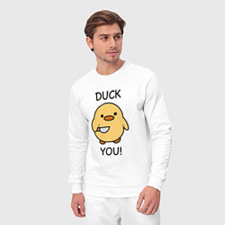 Костюм хлопковый мужской Утка с ножом fuck you, цвет: белый — фото 2