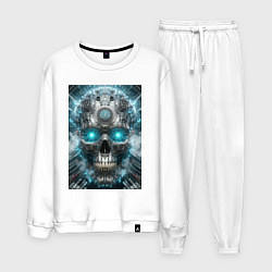 Костюм хлопковый мужской Electrified cyber skull - ai art fantasy, цвет: белый