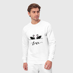 Костюм хлопковый мужской Черные лебеди любви с надписью love, цвет: белый — фото 2
