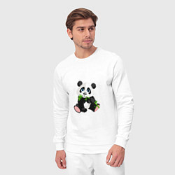 Костюм хлопковый мужской Красивый медведь панда, цвет: белый — фото 2